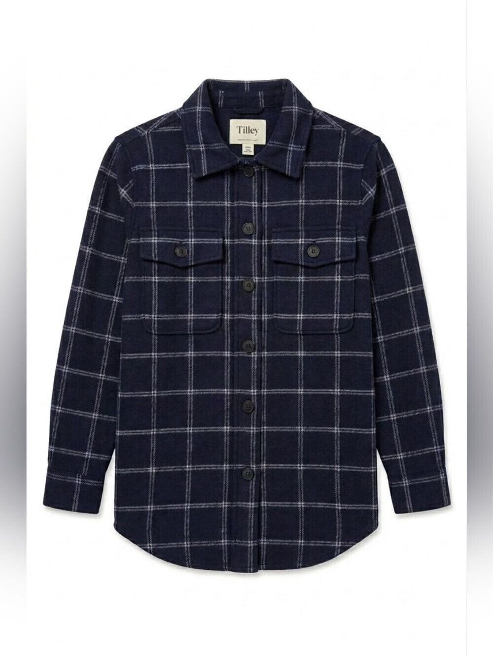 Tilley Blue Plaid Wool Blend Women's Utility Jacket Shacket, Size XS, NWT